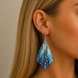 گوشواره لخت نقره‌ای فیروزه‌ای آبی