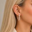 گوشواره حلقه‌ای آبکاری نقره نگین‌دار 