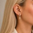 گوشواره صلیب روکش طلا کریستال‌ها سنگ زیرکنیا