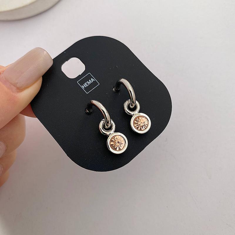 گوشواره دو مدله برند Hema با کریستال سوارسکی اصل