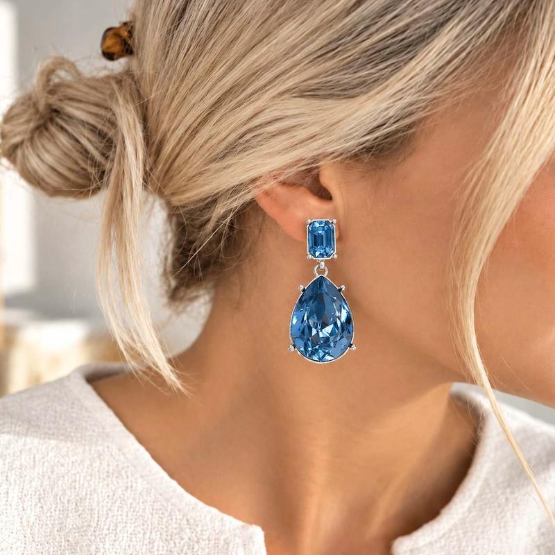 گوشواره جواهری کریستال آبی