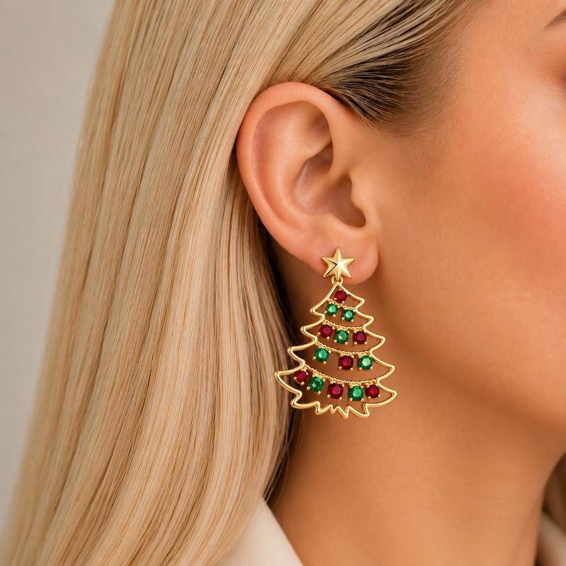 گوشواره کریسمسی کریستال سوارسکی
