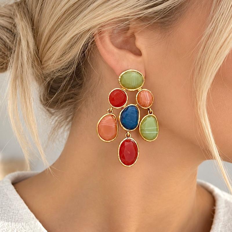 گوشواره با سنگ‌های اصل قیمتی