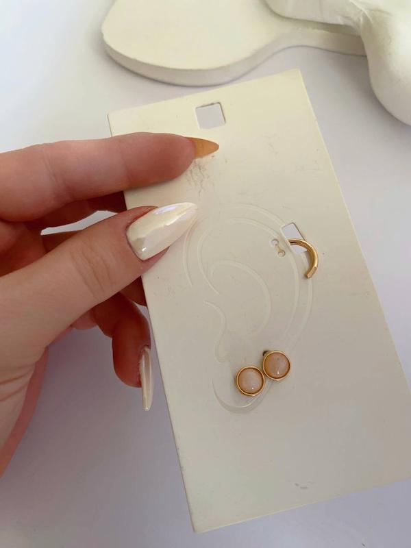 پک گوشواره و ایرکاف با سنگ کوارتز اصل