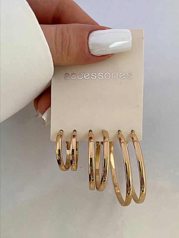 پک گوشواره‌ی سه جفتی حلقه‌ای سه سایز