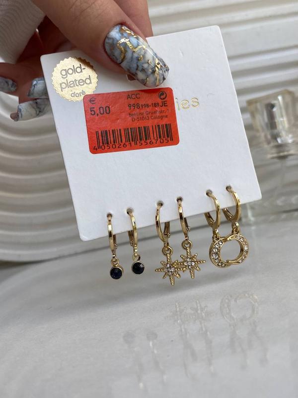 پک گوشواره‌ی ماه و ستاره روکش طلا