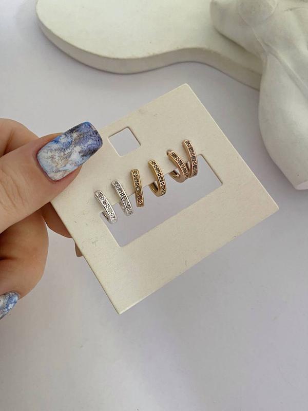 پک گوشواره‌ی حلقه‌ای چفتی سه رنگ