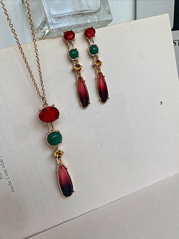 ست جواهری با سنگ و کریستال اصل