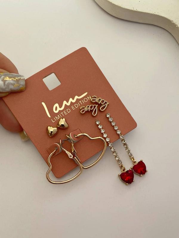 پک گوشواره‌ی چهار جفتی قلب