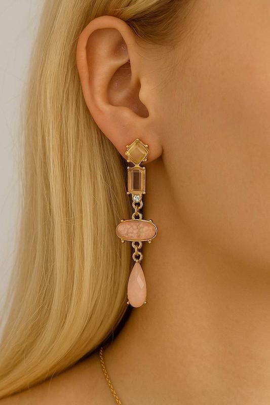 گوشواره کریستالی با سنگ کوارتز اصل