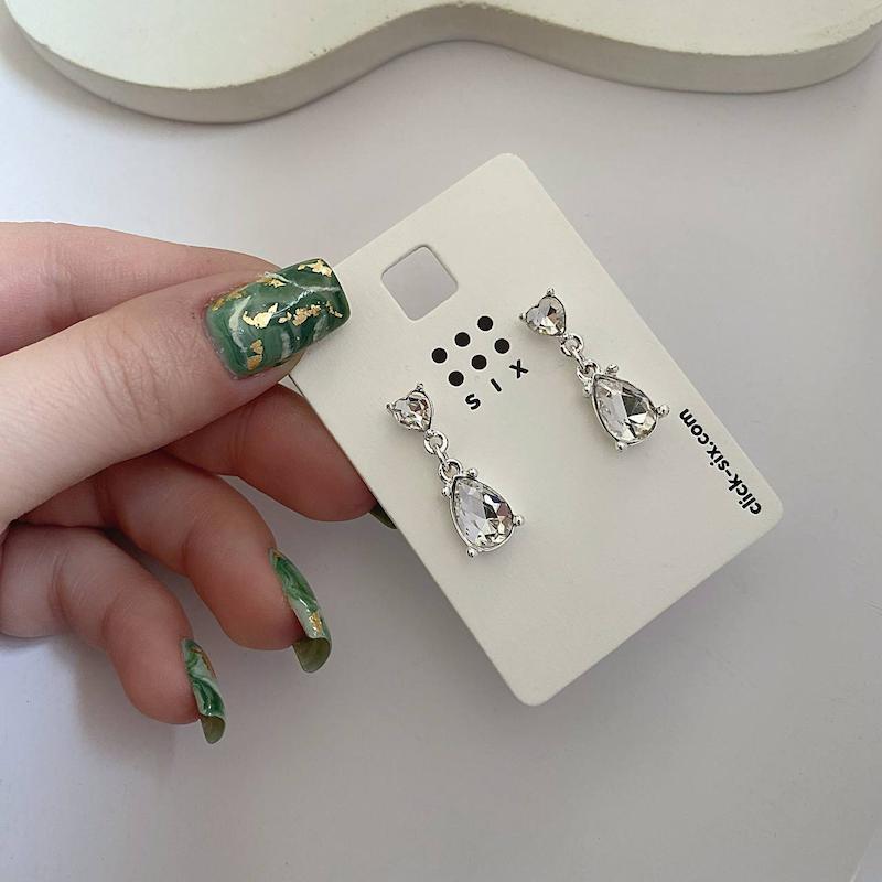 گوشواره کریستال اشک و قلب