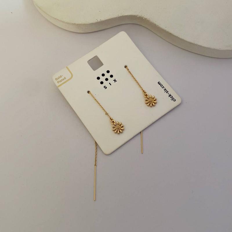 گوشواره بخیه بابونه روکش طلا