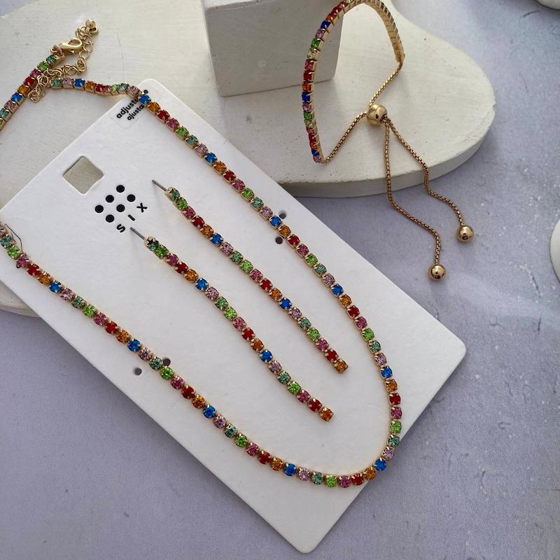 سرویس گردنبند ، گوشواره و دستبند مارشال مولتی‌کالر