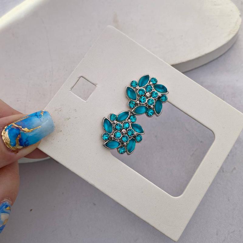 گوشواره کریستالی سبزآبی