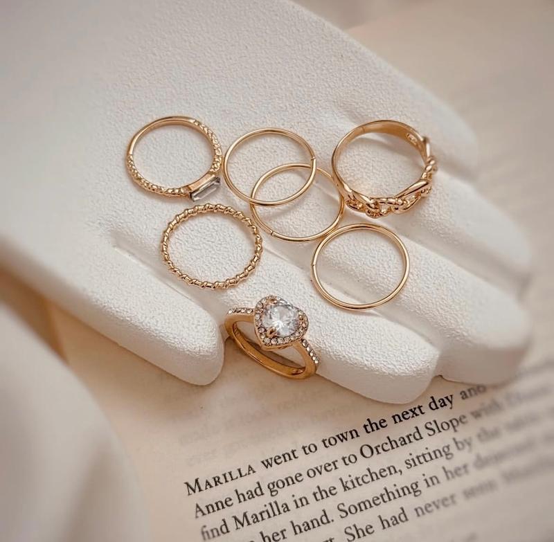 پک انگشتر قلب نگینی