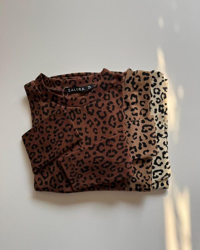 بلوز یقه گرد پلنگی