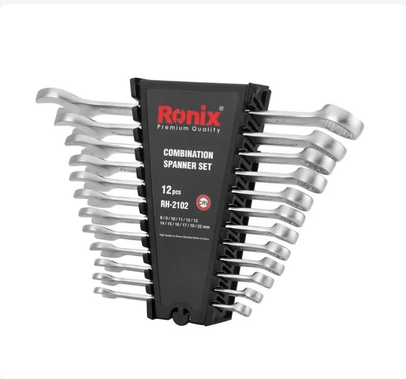 مجموعه 12 عددی آچار یک سر تخت یک سر رینگ رونیکس مدل 2102