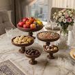 سرویس پذیرایی چوبی ۵ پارچه میوه خوری و آجیل خوری دست ساز چوب گردو کد 2503 راز چوب 