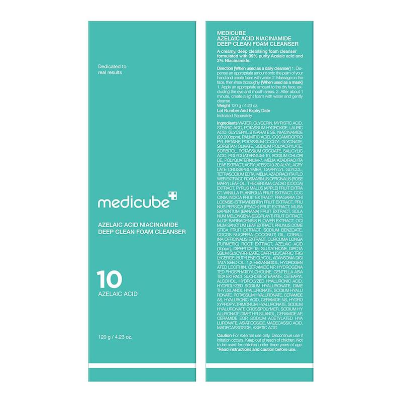شوینده فومی روشن‌کننده Medicube مدی کیوب حاوی آزلائیک اسید و نیاسینامید مناسب ضدلک و تسکین پوست 120 گرم