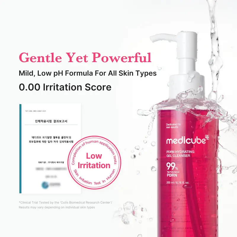 شوینده ژلی روغنی آبرسان و جوانساز Medicube مدی کیوب مدل PDRN Pink Gel Cleanser مناسب پاکسازی ملایم و تقویت پوست حجم 200 میل