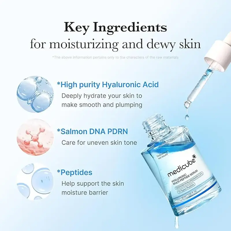 سرم آبرسان و جوانساز Medicube مدی کیوب حاوی هیالورونیک اسید و مولتی پپتاید مناسب تقویت، آبرسانی و بهبود شادابی پوست حجم 30 میل