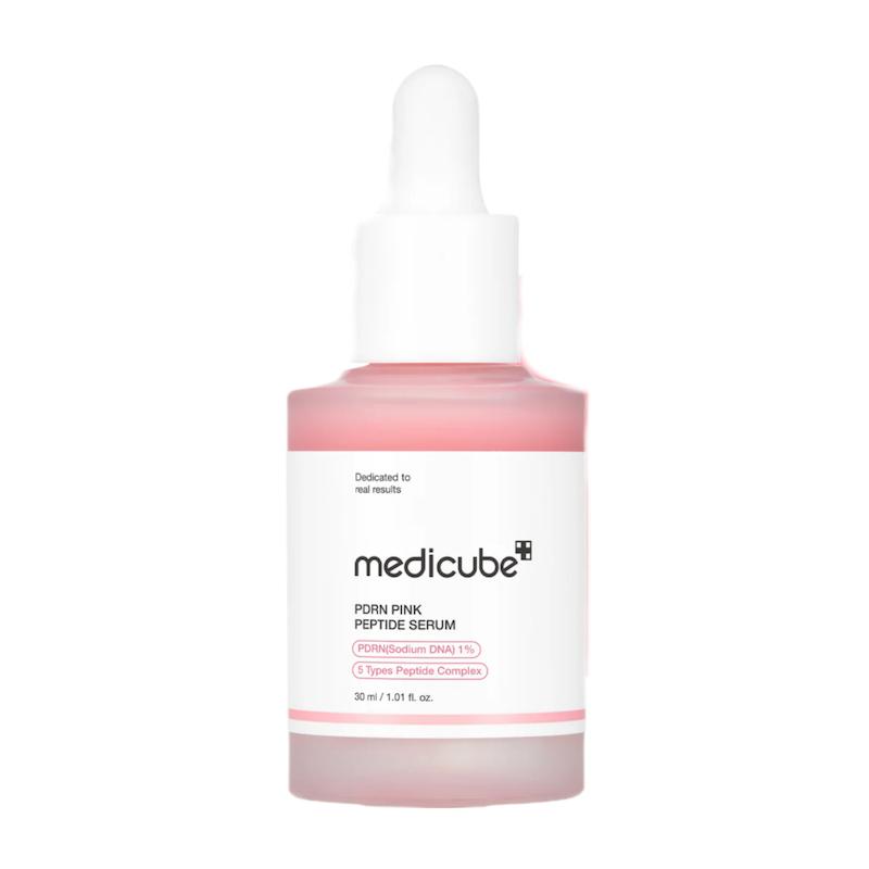 سرم روشن‌کننده و بازسازی‌کننده Medicube مدی کیوب مدل PDRN Pink Peptide Serum حاوی پپتاید و PDRN مناسب ترمیم و شفاف‌سازی پوست حجم 30 میل