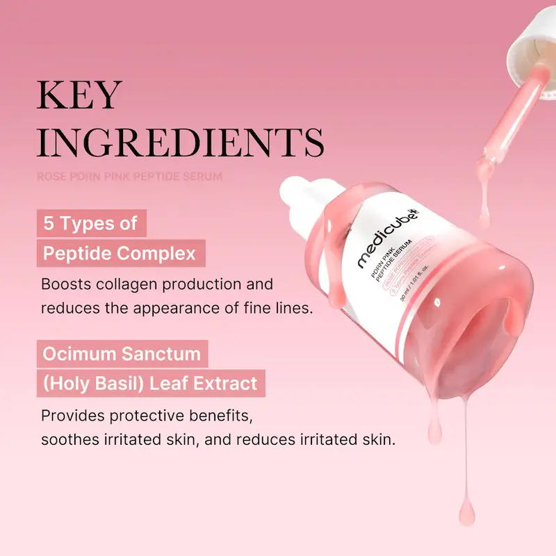 سرم روشن‌کننده و بازسازی‌کننده Medicube مدی کیوب مدل PDRN Pink Peptide Serum حاوی پپتاید و PDRN مناسب ترمیم و شفاف‌سازی پوست حجم 30 میل