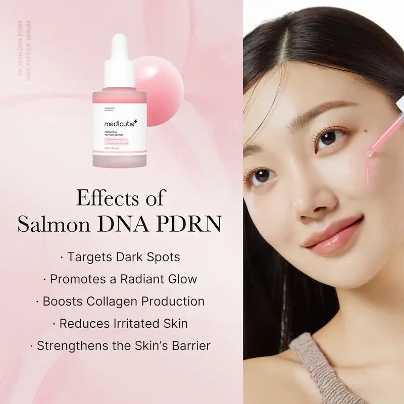 سرم روشن‌کننده و بازسازی‌کننده Medicube مدی کیوب مدل PDRN Pink Peptide Serum حاوی پپتاید و PDRN مناسب ترمیم و شفاف‌سازی پوست حجم 30 میل