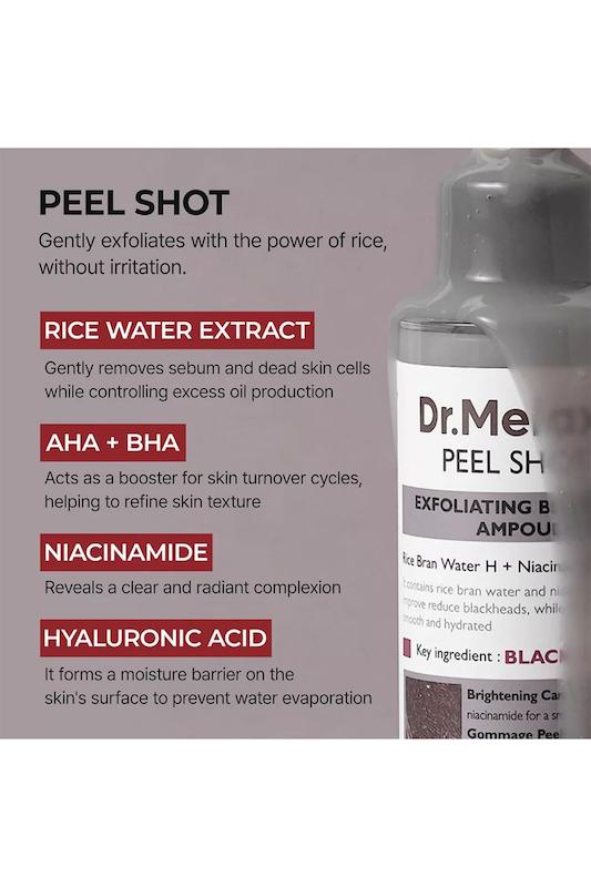 آمپول لایه بردار و روشن کننده برنج سیاه دکتر ملاکسین Peel Shot Glow Black Rice Peeling Ampoule 