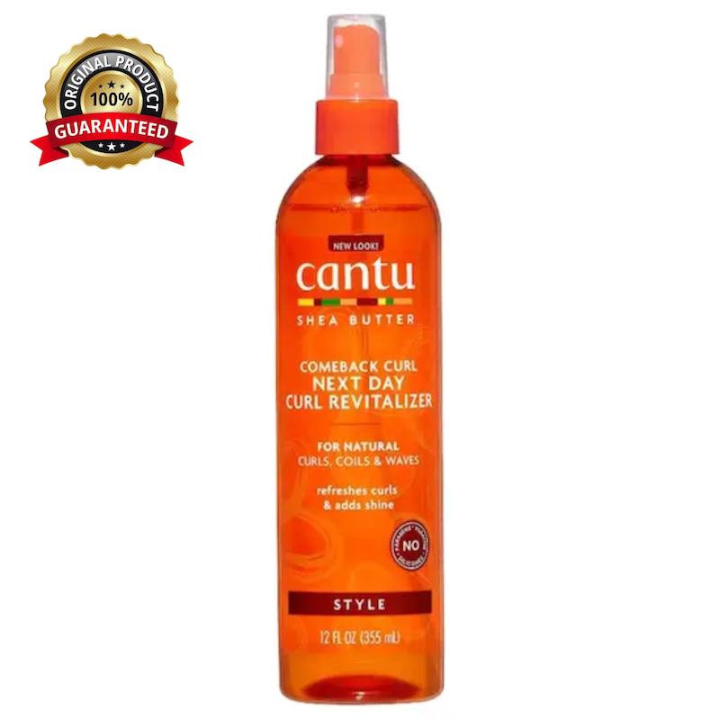 اسپری احیاکننده موهای فر کنتو Cantu مدل Comeback Next Day Curl Revitalizer حاوی شی باتر حجم 355 میل