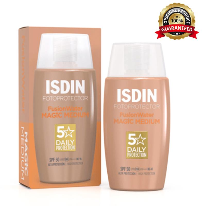 کرم ضدآفتاب فیوژن واتر ایزدین (ISDIN) مدل Fusion Water Magic رنگ Medium SPF50 حجم 50 میل