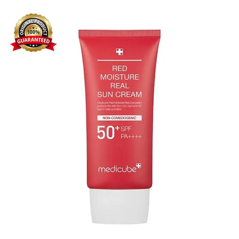 کرم ضدآفتاب مرطوب‌کننده و تسکین‌دهنده Medicube مدی کیوب مدل Red Moisture SPF50 مناسب پوست حساس 50 میل