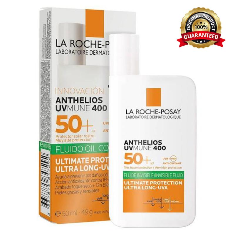 فلویید ضدآفتاب کنترل چربی La Roche-Posay لاروش پوزای مدل Anthelios UVMune 400 Oil Control SPF50+ بی‌رنگ حجم 50 میل