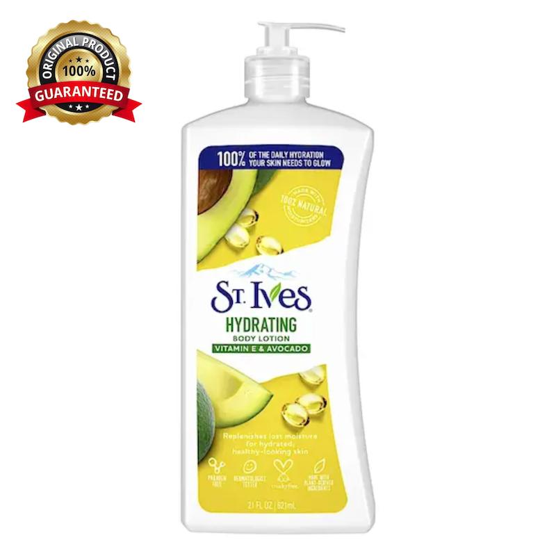 لوسیون بدن سینت ایوز (St. Ives) حاوی عصاره آووکادو و ویتامین E تغذیه‌کننده و آبرسان پوست حجم 621 میل