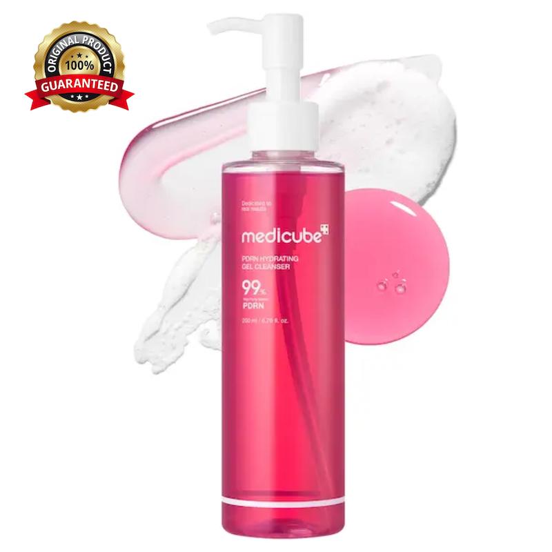 شوینده ژلی روغنی آبرسان و جوانساز Medicube مدی کیوب مدل PDRN Pink Gel Cleanser مناسب پاکسازی ملایم و تقویت پوست حجم 200 میل