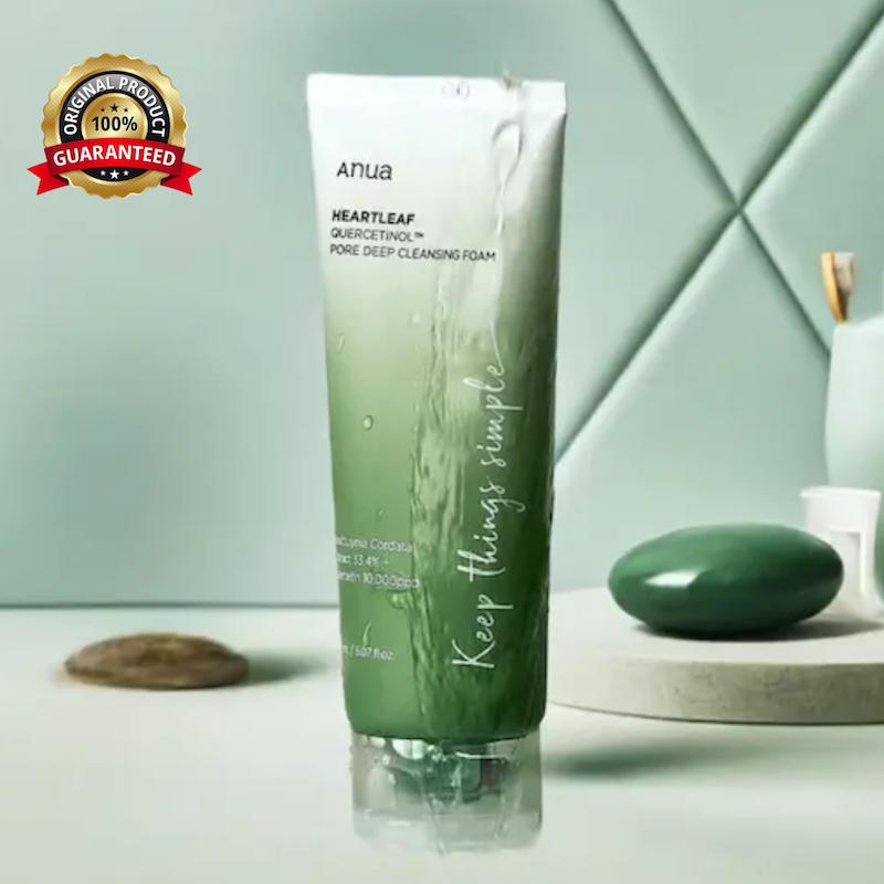 فوم شوینده آنوا مدل پاک‌کننده عمقی منافذ حجم ۱۵۰ میلی‌لیتر Heartleaf Quercetinol 