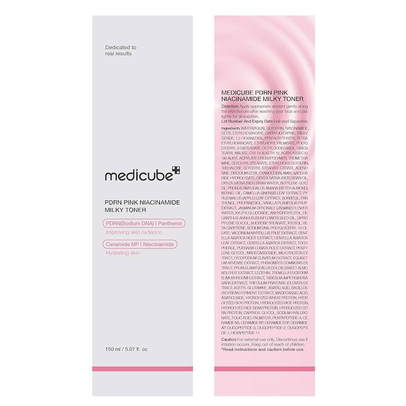 تونر  روشن کننده و جوانساز شیری نیاسینامید و PDRN صورتی مدی کیوب