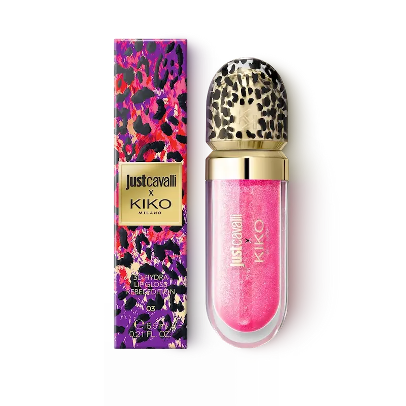 لیپ گلاس کیکو و جاست کاوالی مدل Rebel Edition رنگ 03 flamingo pop