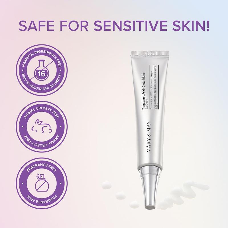 کرم دور چشم ضدلک و روشن کننده مری اند می  Mary&May Tranexamic Acid + Glutathione Under Eye Cream 