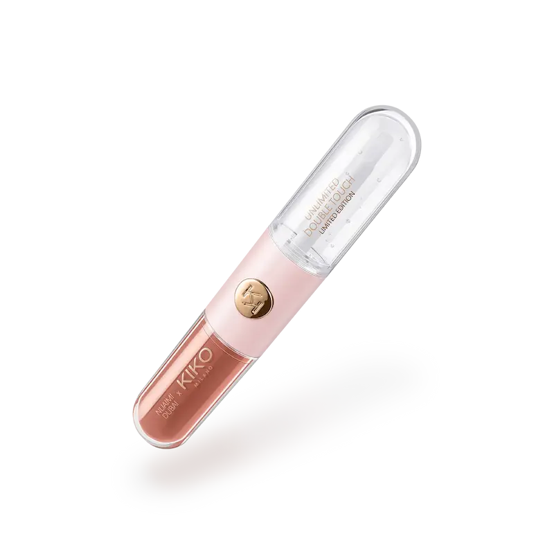 رژ لب و لیپ گلاس دوطرفه کیکو مدل threads of time unlimited double touch limited edition رنگ 01 Soft chestnut