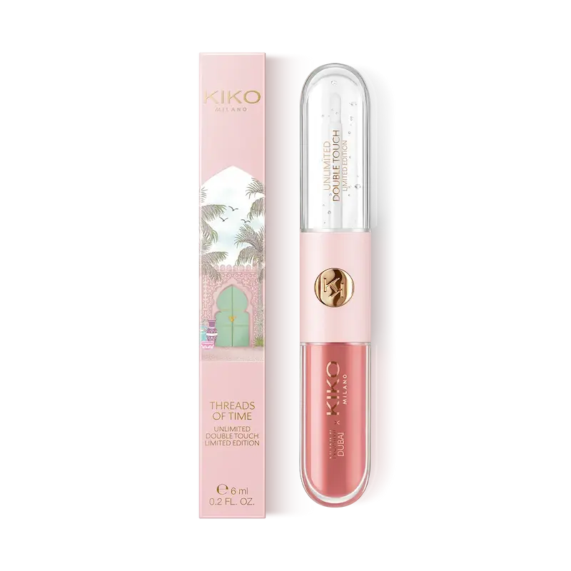 رژ لب و لیپ گلاس دوطرفه کیکو مدل threads of time unlimited double touch limited edition رنگ 03 Mauve Statement