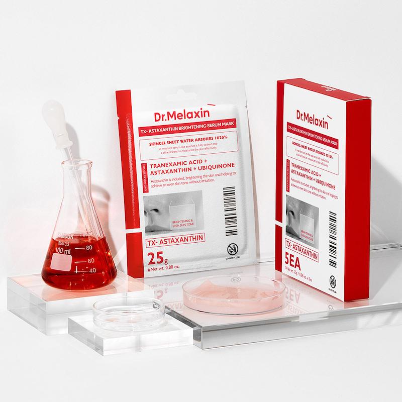 ماسک ورقه ای آستازانتین روشن کننده دکتر ملاکسین Dr.Melaxin TX Astaxanthin Whitening Serum Mask Pack