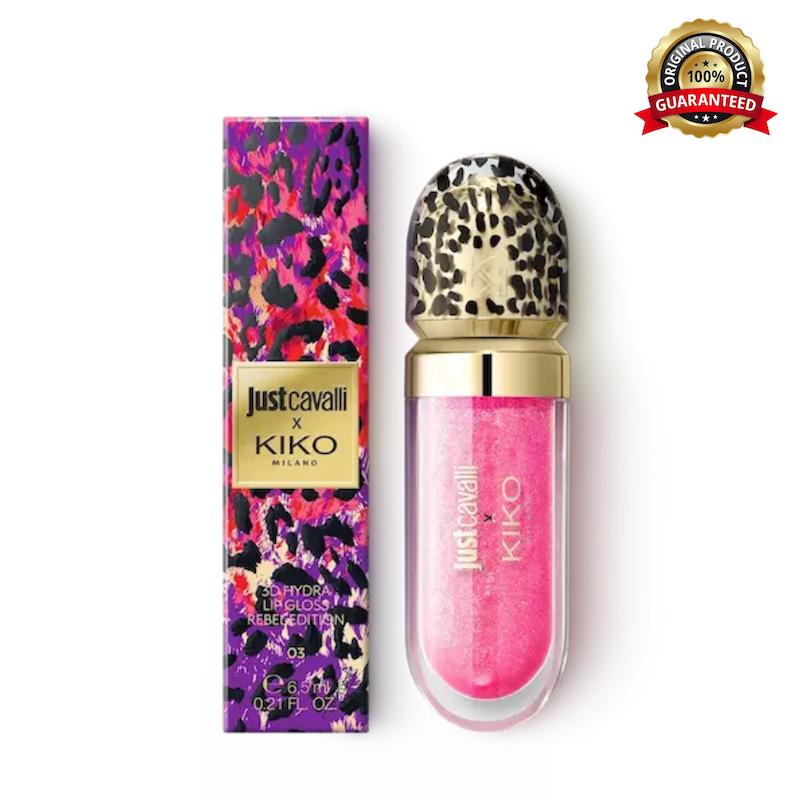 لیپ گلاس کیکو و جاست کاوالی مدل Rebel Edition رنگ 03 flamingo pop