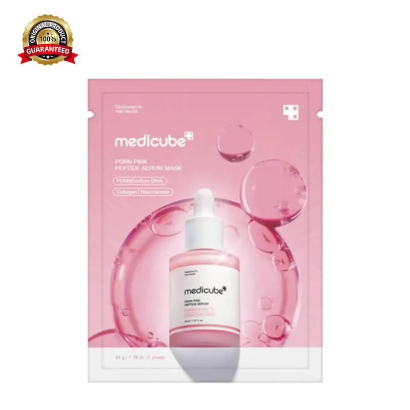 ماسک ورقه ای PDRN صورتی و پپتید جوانساز و ضدچروک مدی کیوب MEDICUBE PDRN PINK PEPTIDE SERUM MASK (یک ورق)