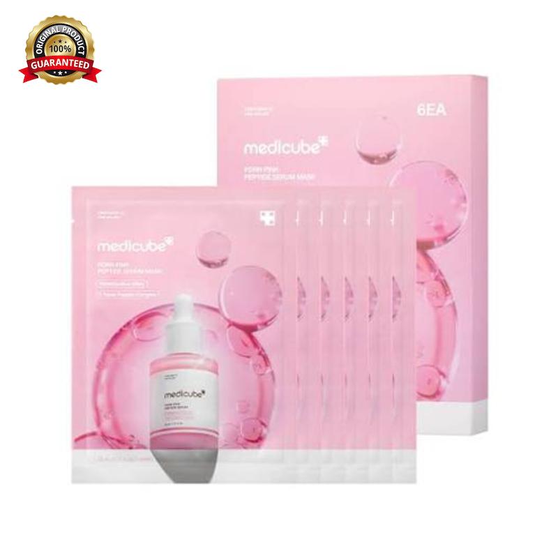  پک سرم ماسک PDRN صورتی و پپتید جوانساز و ضدچروک مدی کیوب MEDICUBE PDRN PINK PEPTIDE SERUM MASK (بسته 6 عددی )