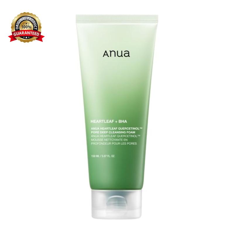 شوینده فومی صورت آنوا مدل HEARTLEAF + BHA مناسب برای انواع پوست حجم 150 میلی‌لیتر