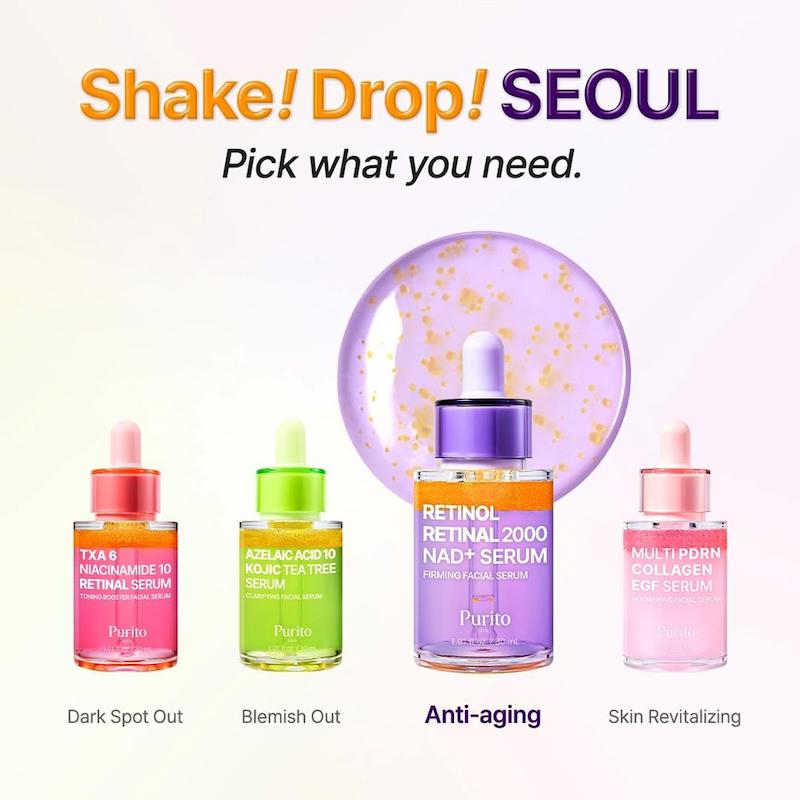 سرم ضد چروک و جوانساز رتینول رتینال 2000 و +NAD پیوریتو Purito Seoul Retinol Retinal 2000 NAD+ Serum