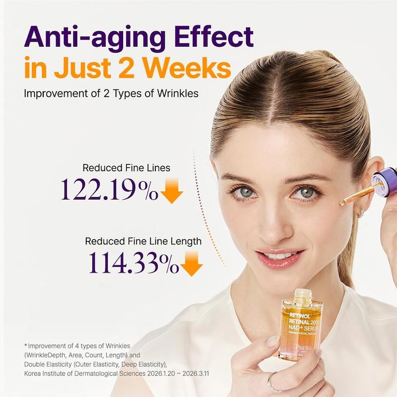 سرم ضد چروک و جوانساز رتینول رتینال 2000 و +NAD پیوریتو Purito Seoul Retinol Retinal 2000 NAD+ Serum