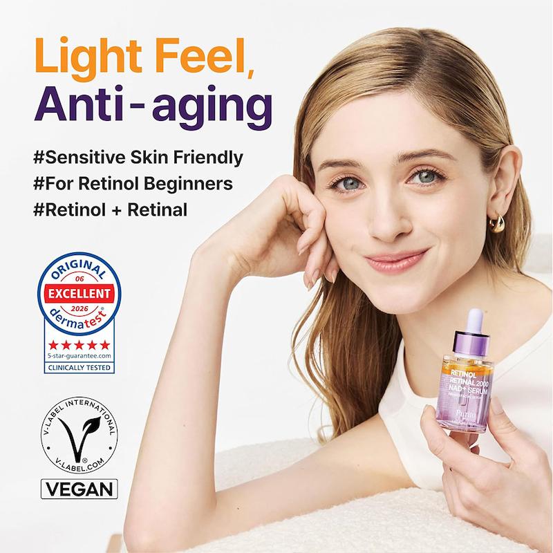 سرم ضد چروک و جوانساز رتینول رتینال 2000 و +NAD پیوریتو Purito Seoul Retinol Retinal 2000 NAD+ Serum
