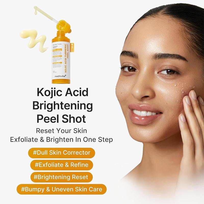 سرم پیل شات کوجیک اسید و زردچوبه مدی کیوب لایه بردار ملایم و روشن کننده پوست MEDICUBE Kojic Acid & Turmeric Peel Shot Serum